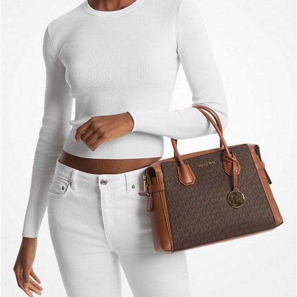 Michael Kors Mercer medium belted satchel crossbody bag - Picture 1 of 6